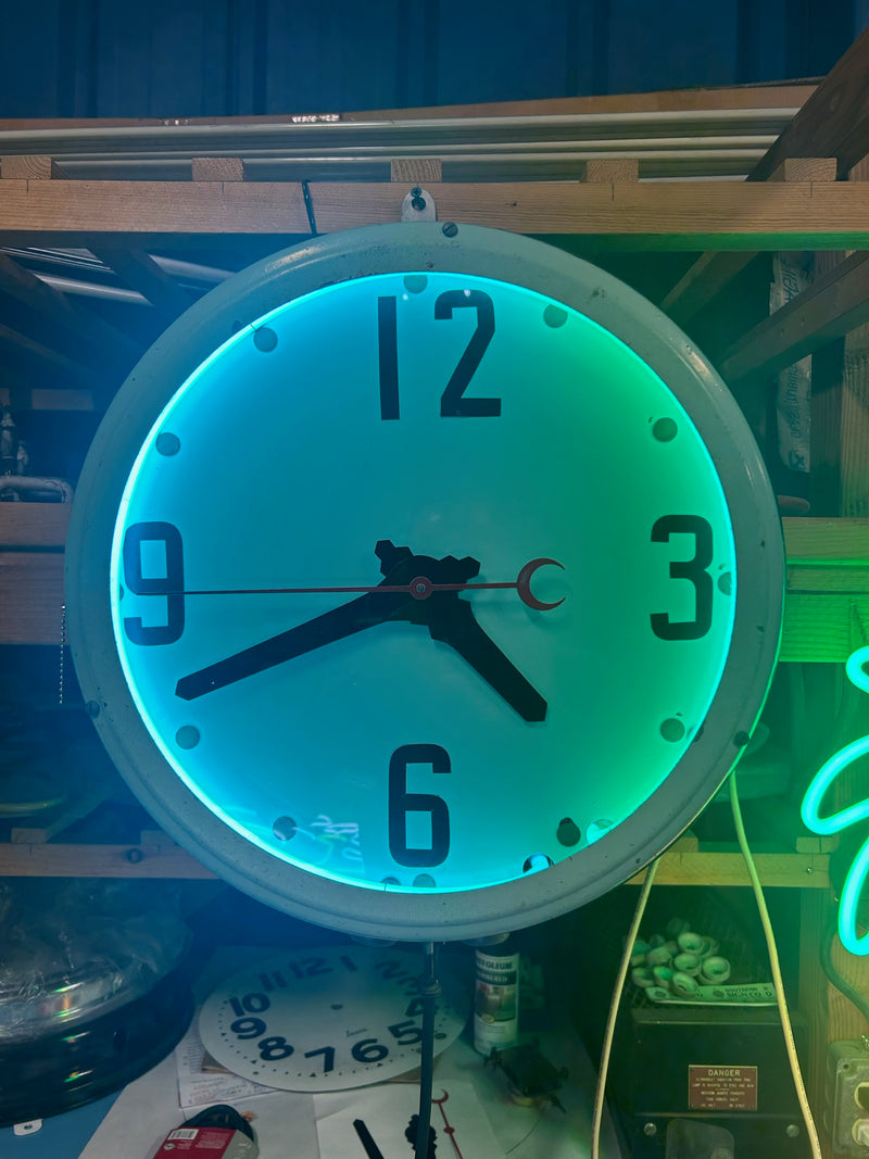 15" Diameter Neon Clock from 1950's