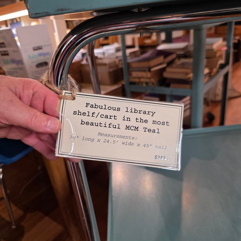 Large Teal Library Cart