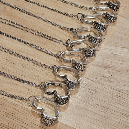 Jubilee pattern - Silver Plate Heart Necklace Hand Stamped