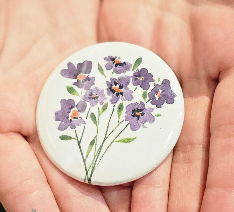 Missy's Purple Flowers Pocket Mirror