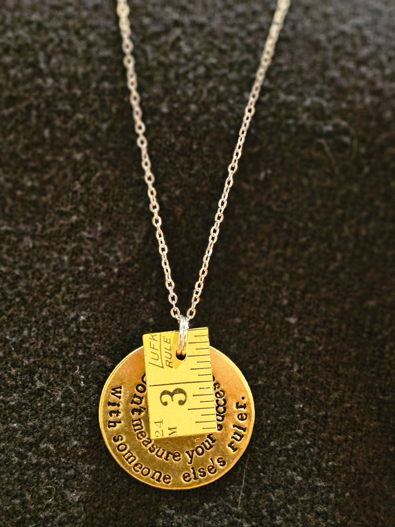 Ruler / Stamped brass Necklace -