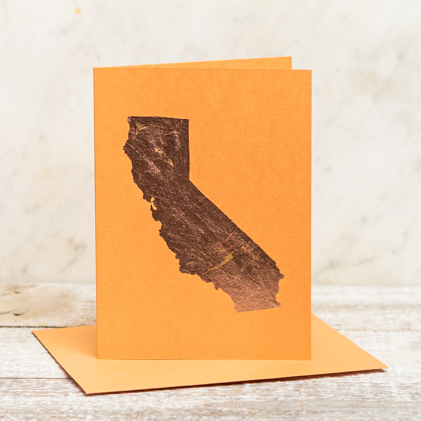 California State Bronze Leaf Greeting Card ~ Orange Fizz