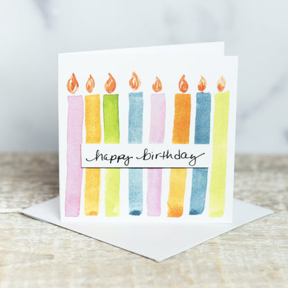 Happy Birthday Candles by M. E. James 3x3 Gift Card