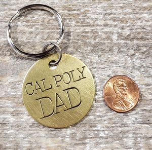 Cal Poly DAD hand stamped brass key chain