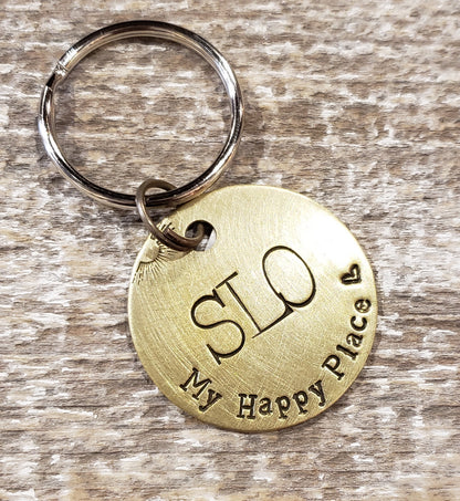 SLO My Happy Place - Hand Stamped Brass