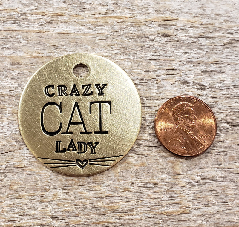 Crazy Cat Lady Key Ring Necklace Hand Stamped Customizable
