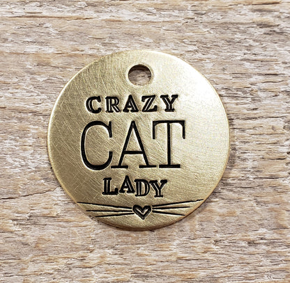 Crazy Cat Lady Key Ring Necklace Hand Stamped Customizable