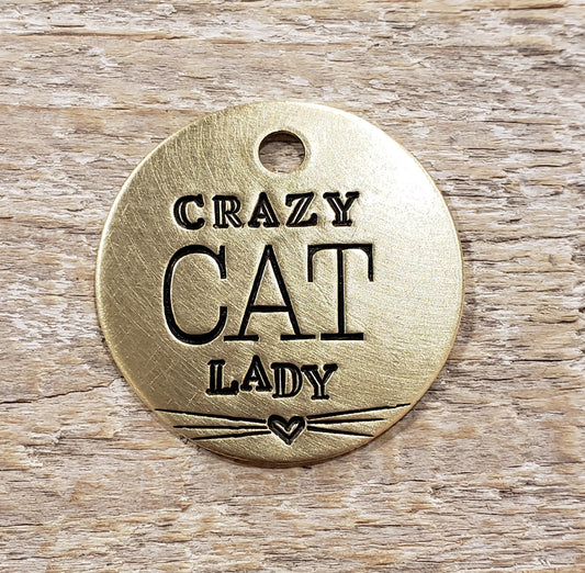 Crazy Cat Lady Key Ring Necklace Hand Stamped Customizable