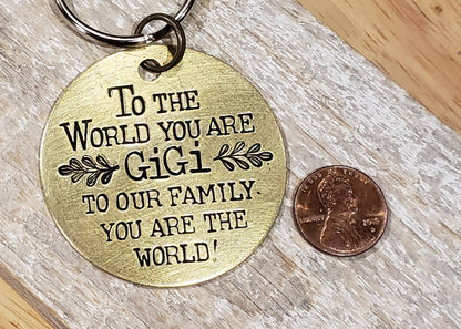To the World You Are Gigi - Hand Stamped Brass