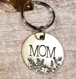 Mom with Flowers - Hand Stamped Brass