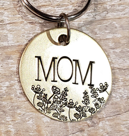 Mom with Flowers - Hand Stamped Brass