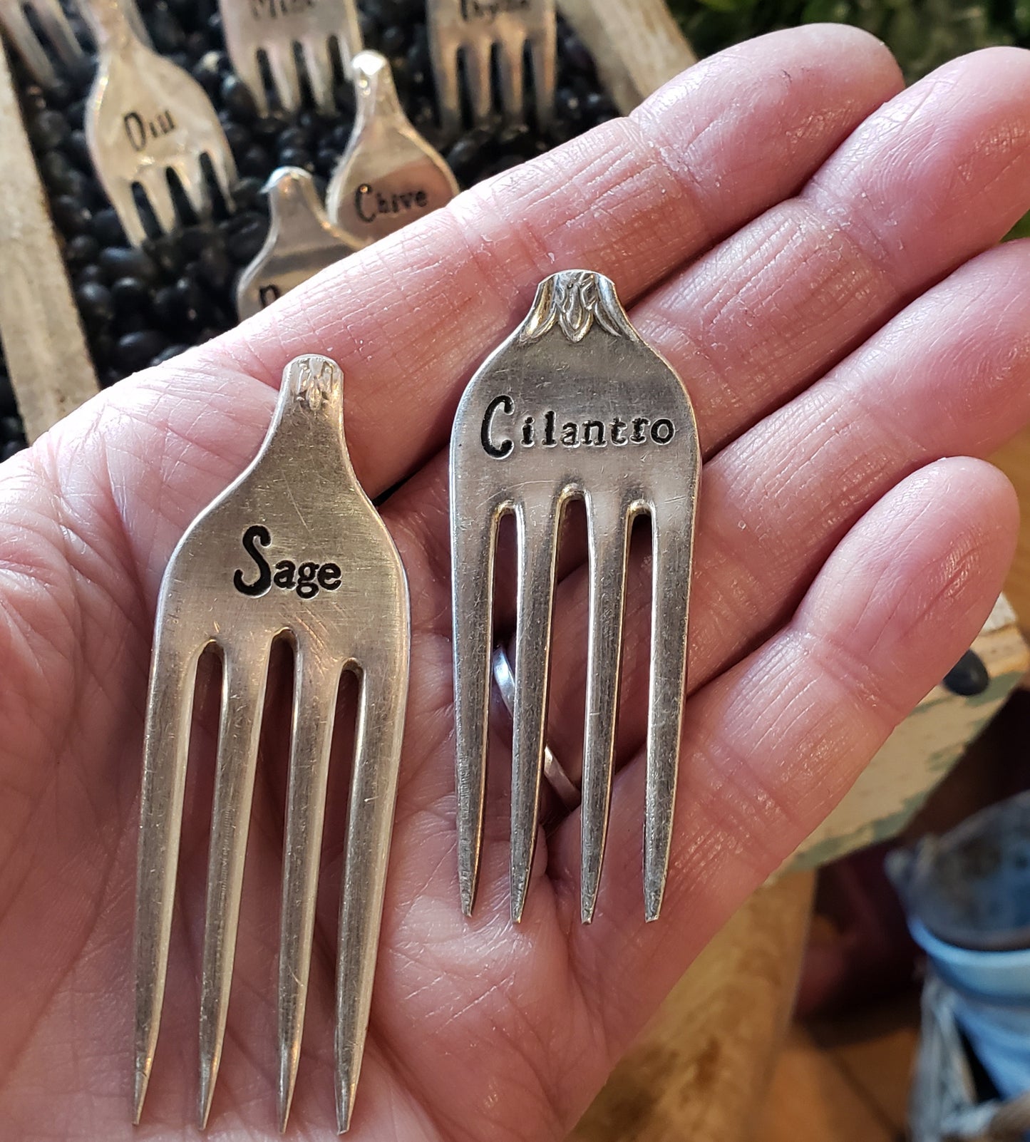 Herb Markers - hand stamped silver plate