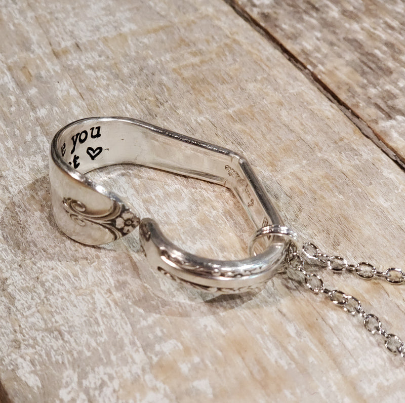 Love You Most - Silverplate Heart Necklace Hand Stamped