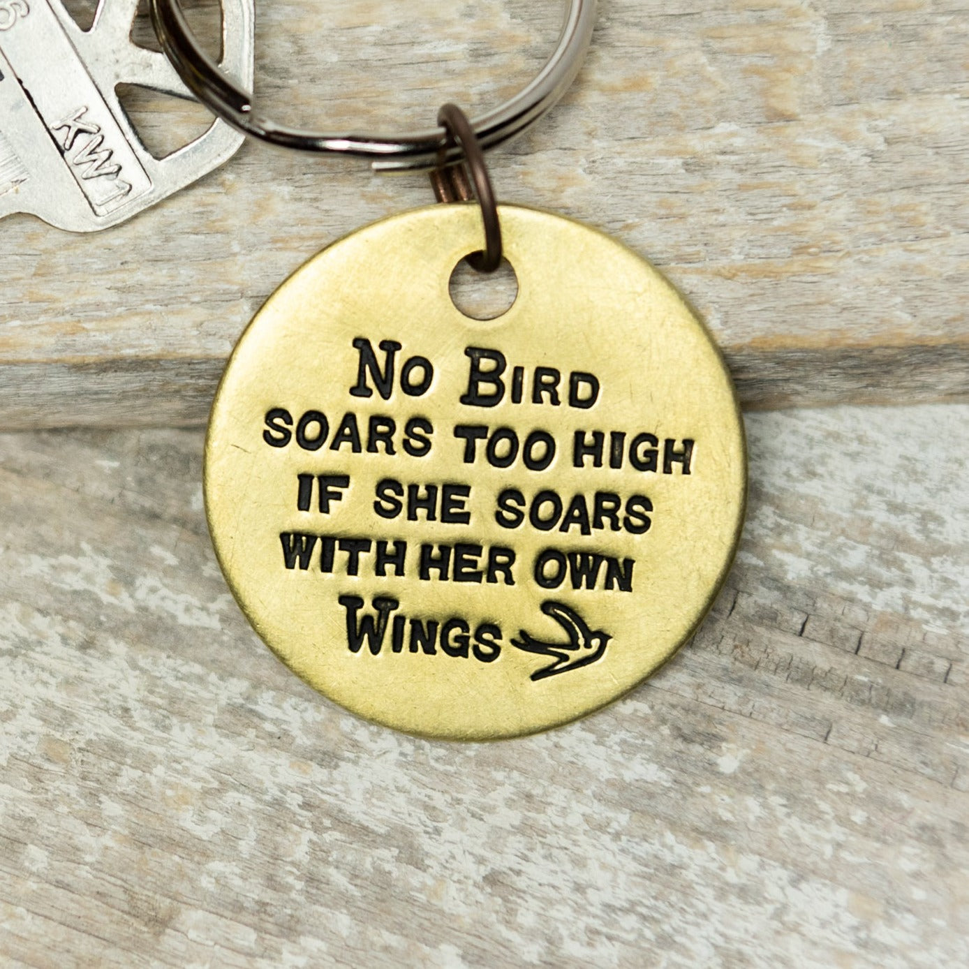 No Bird Soars Too High - 1.5" Hand Stamped Brass