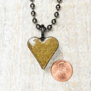 Chunky Gold Glitter Heart Necklace*