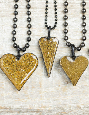 Chunky Gold Glitter Heart Necklace*
