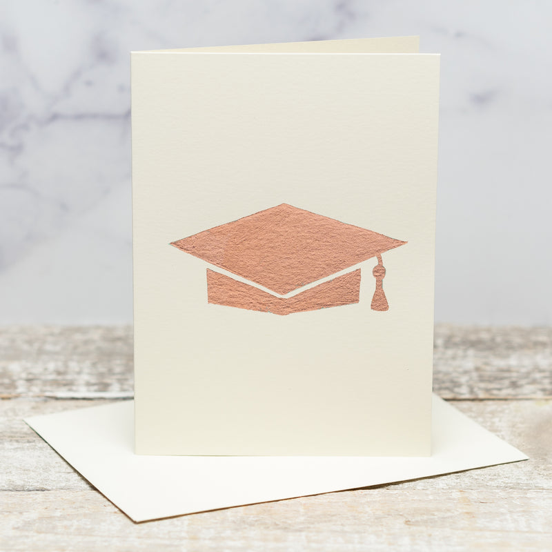 Grad Hat Bronze Leaf Greeting Card
