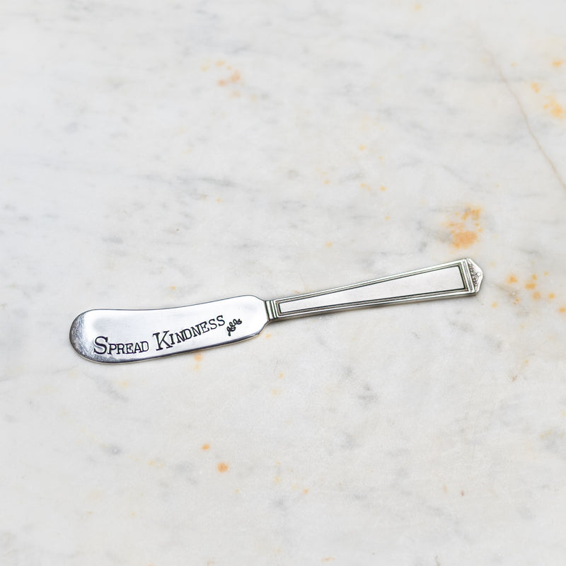 Spread Kindness Silver Plate Spreader Hand Stamped