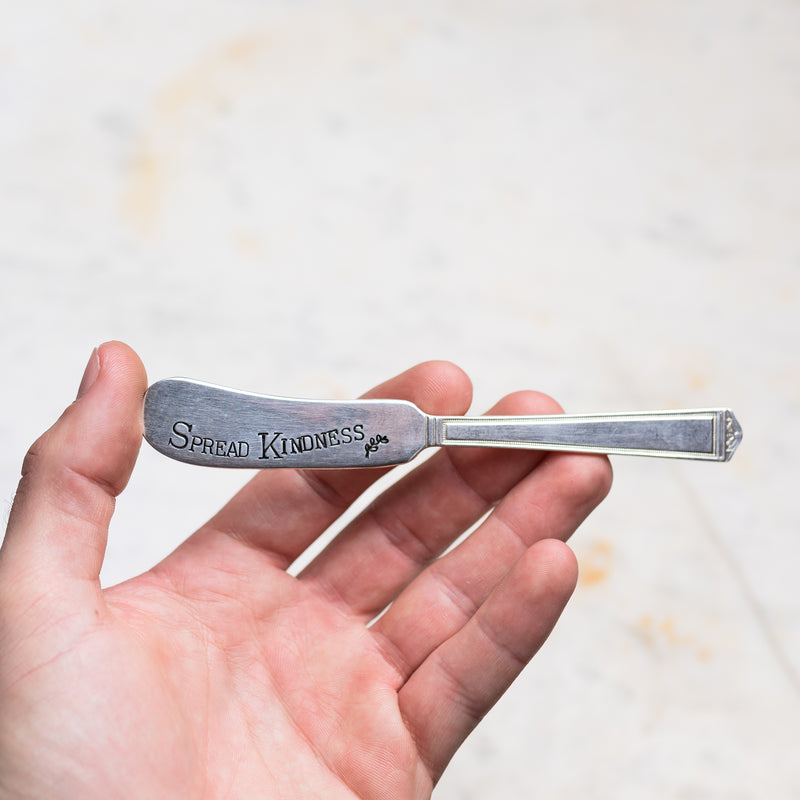 Spread Kindness Silver Plate Spreader Hand Stamped