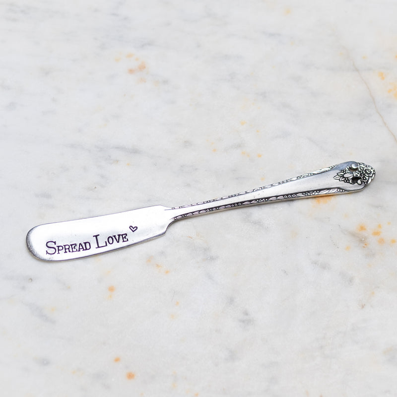 Spread Love Silver Plate Spreader Hand Stamped