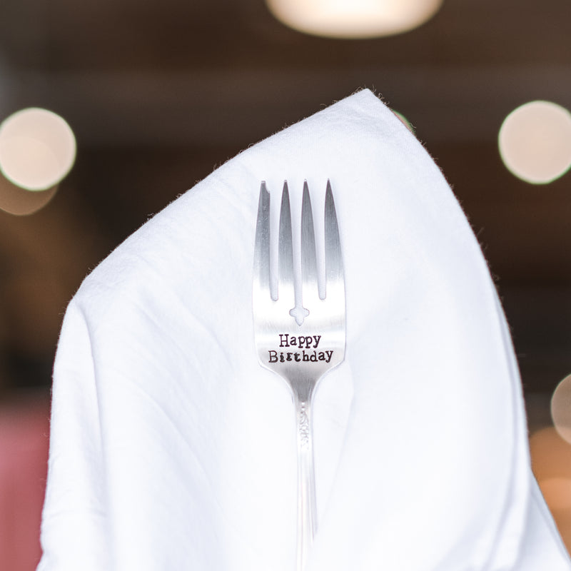 Happy Birthday - Hand Stamped Fork