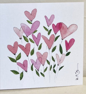 Heart Flowers by M. E. James 3x3 Gift Card