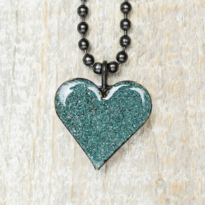 Chunky Blue Glitter Heart Necklace*