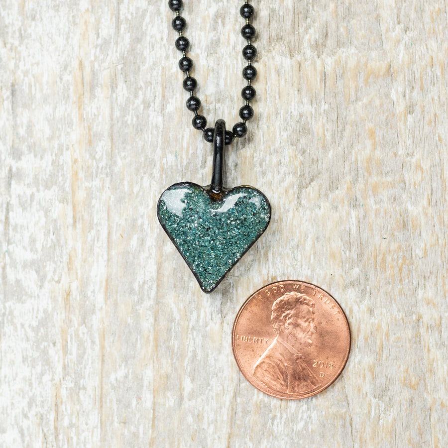 Wee Heart Blue Glitter Heart w/ Chain*
