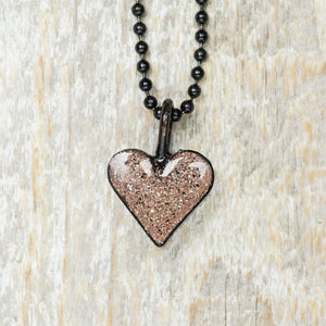 Chunky Lt Pink Glitter Heart Necklace*
