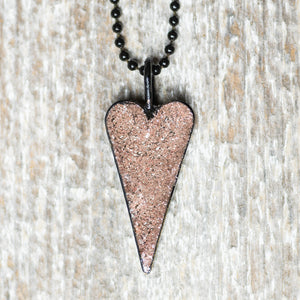 Chunky Lt Pink Glitter Heart Necklace*
