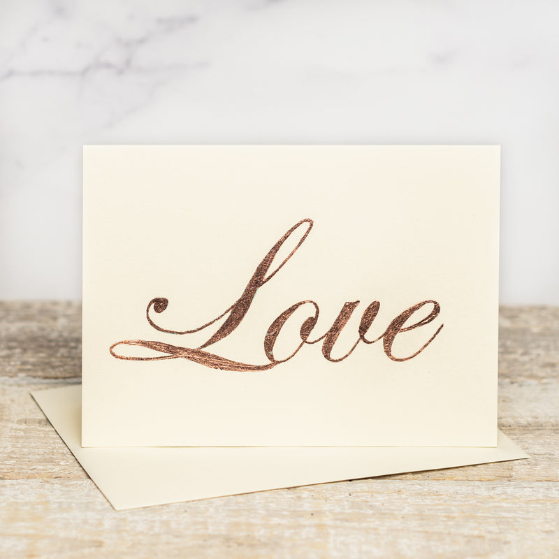 Script Love Copper Leaf Greeting Card