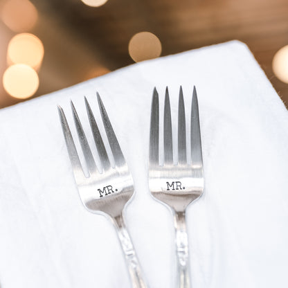 Mr. & Mr. Silver Plate Fork Set