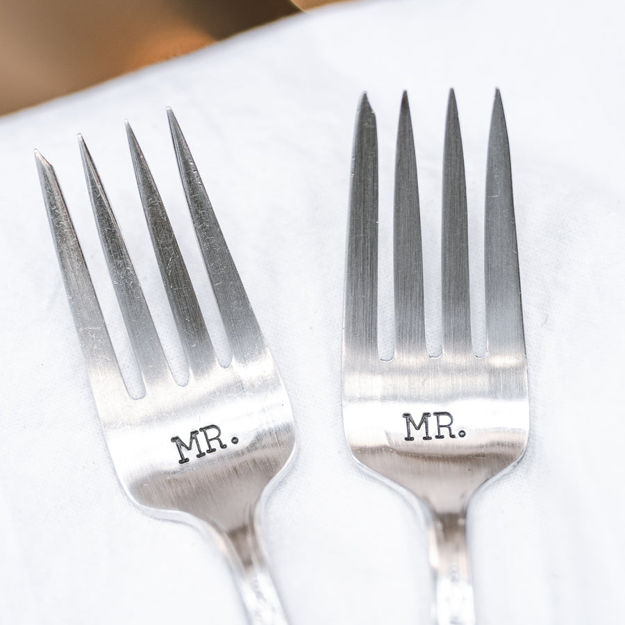 Mr. & Mr. Silver Plate Fork Set