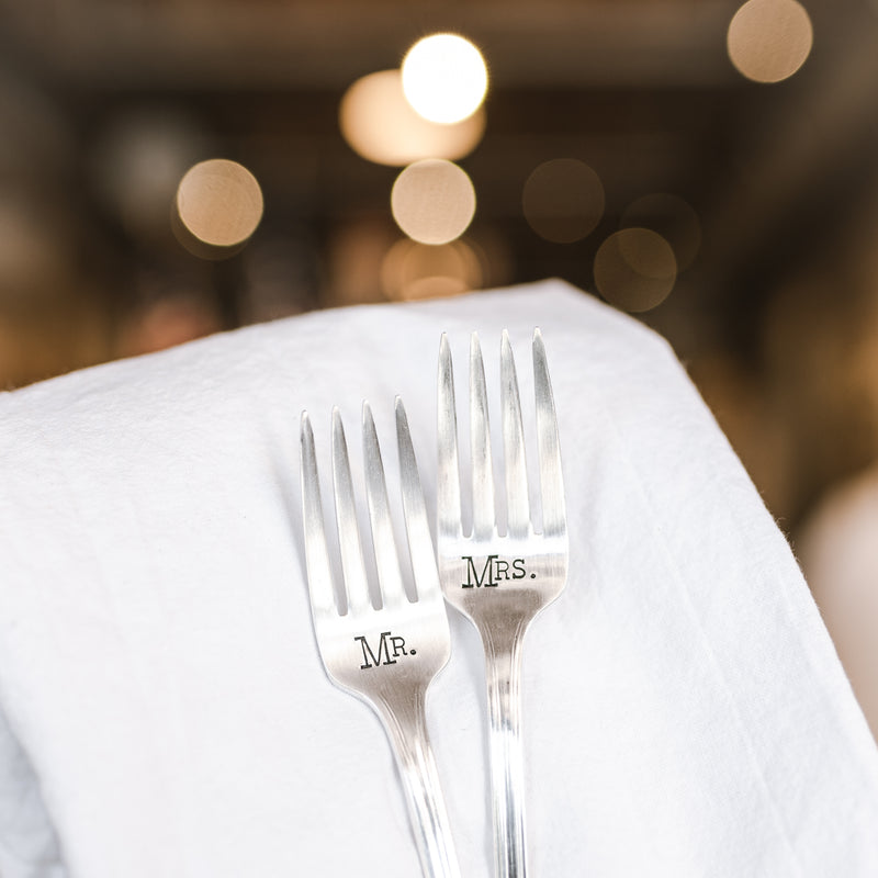Mr. & Mrs. Silver Plate Fork Set