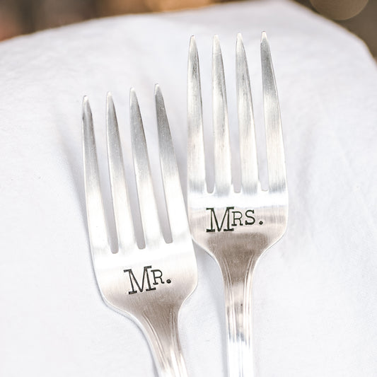 Mr. & Mrs. Silver Plate Fork Set