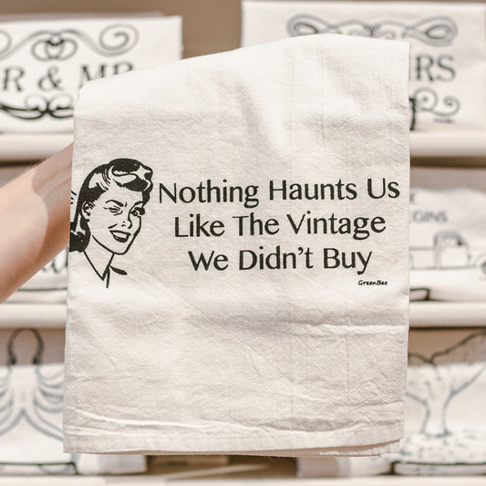 Nothing Haunts Us Like The Vintage We Didn't Buy Cotton Tea Kitchen Towel