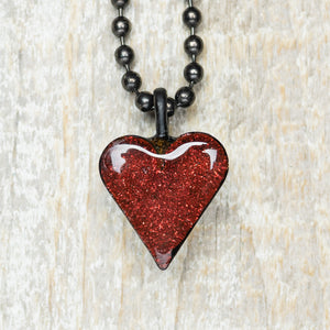 Chunky Red Glitter Heart Necklace*