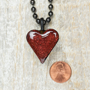 Chunky Red Glitter Heart Necklace*
