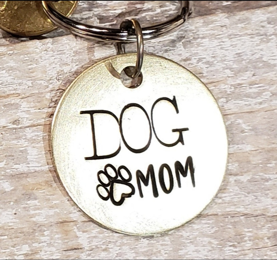 Dog Mom Key Ring Necklace Hand Stamped Customizable