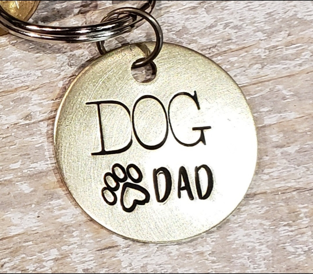 Dog Dad Key Ring Hand Stamped