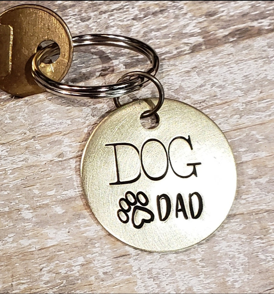 Dog Dad Key Ring Hand Stamped Customizable