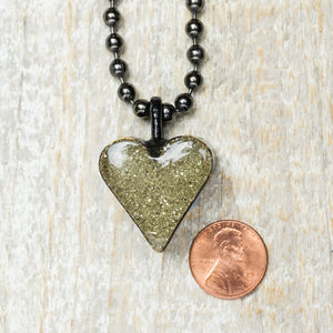 Chunky Silver Glitter Heart Necklace*