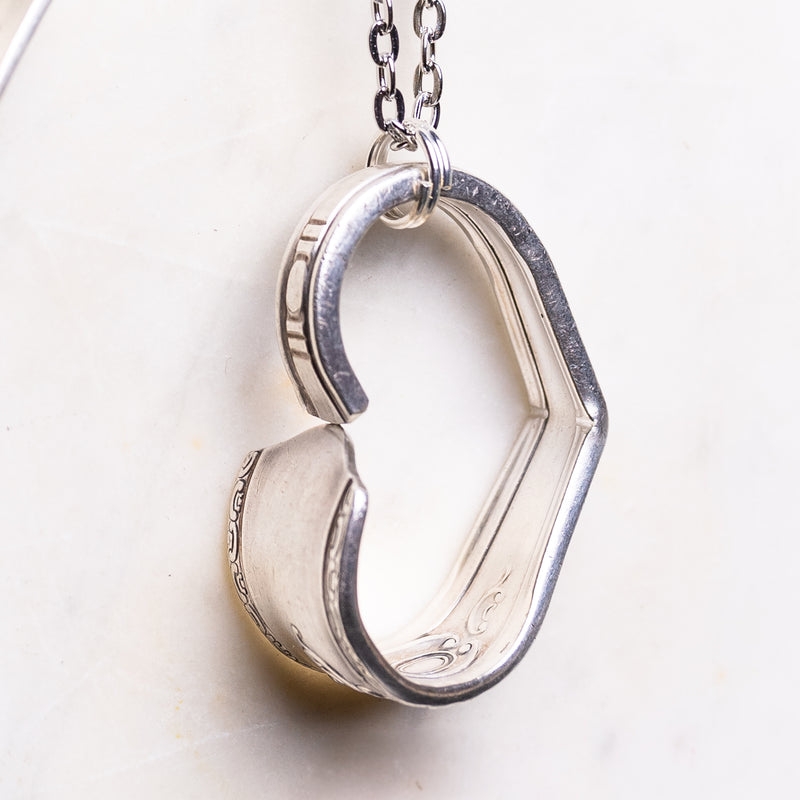 Hand Bent Heart Necklace - Silver Plate Cutlery
