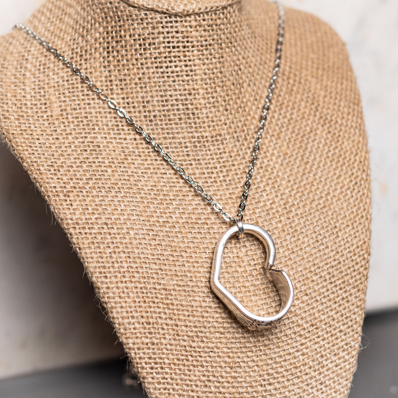 Hand Bent Heart Necklace - Silver Plate Cutlery