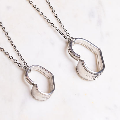 Hand Bent Heart Necklace - Silver Plate Cutlery