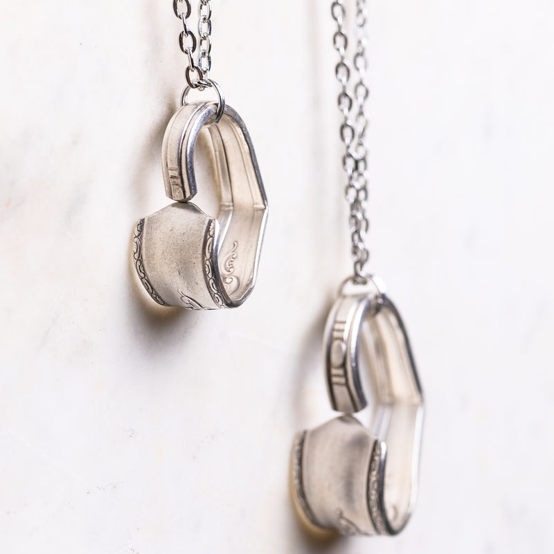 Hand Bent Heart Necklace - Silver Plate Cutlery