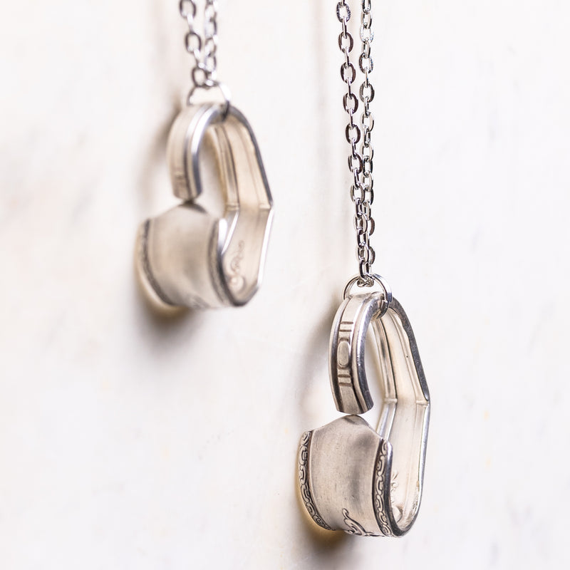 Hand Bent Heart Necklace - Silver Plate Cutlery