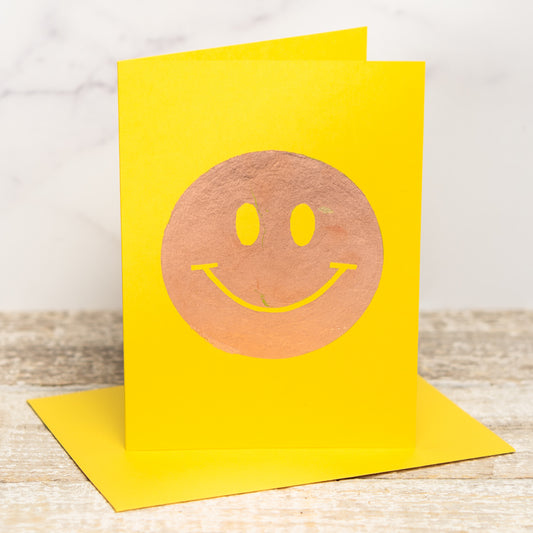 Smiley Face Bronze Leaf Greeting Card
