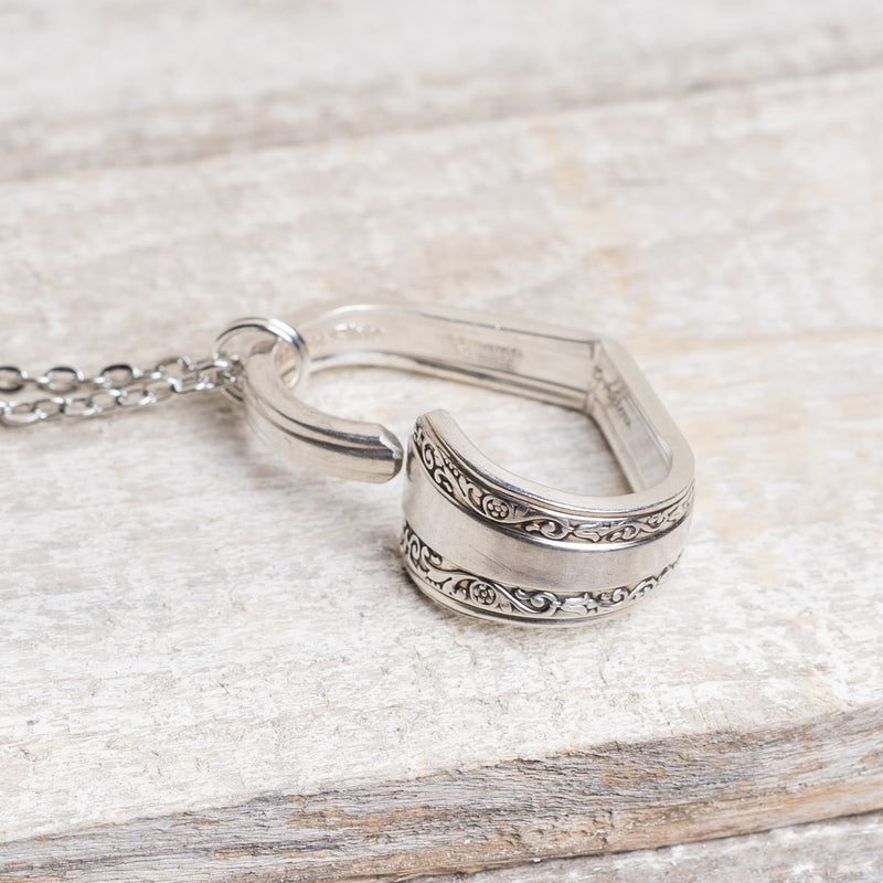 Soar! - Silver Plate Heart Necklace Keychain Hand Stamped