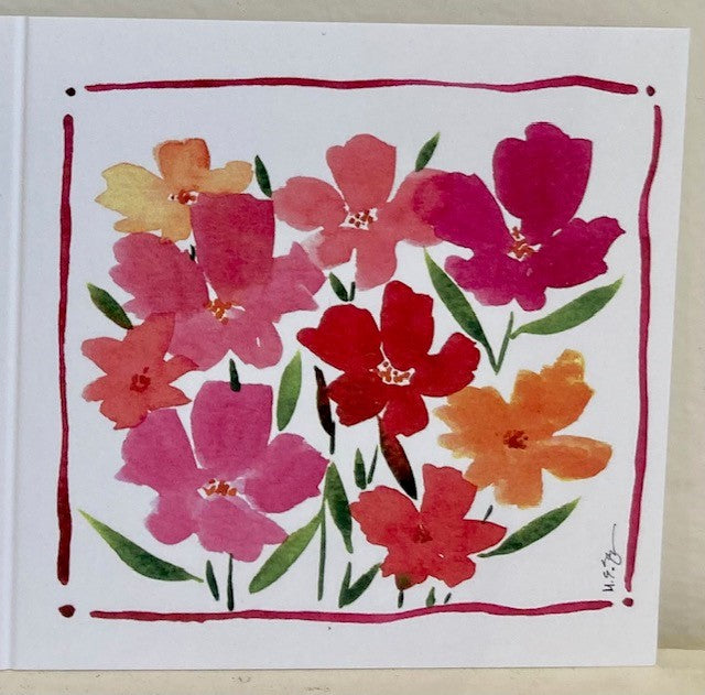 Red Flowers 3x3 Gift Card by M. E. James